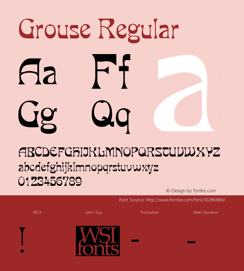 Grouse Regular Macromedia Fontographer 4.1.5 5/18/98图片样张