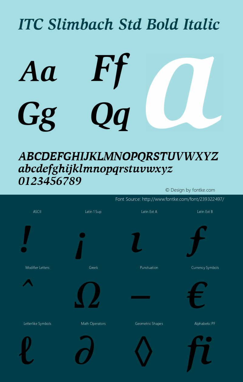 ITC Slimbach Std Bold Italic Version 1.00 Build 1000图片样张