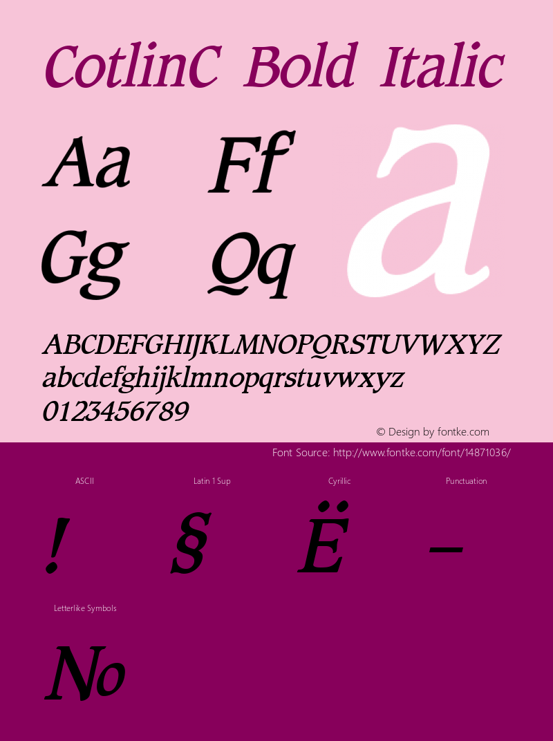 CotlinC Bold Italic Version 1.1图片样张