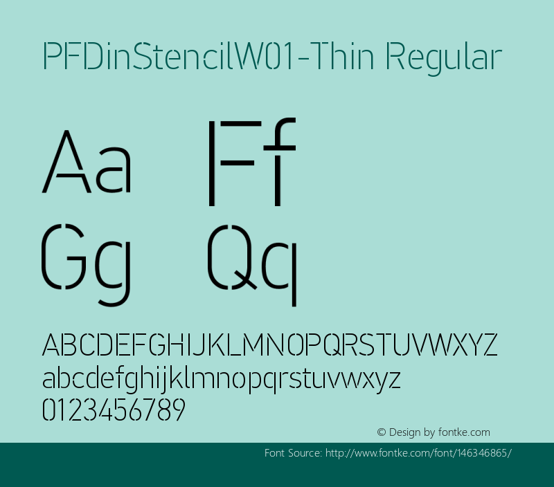 PF Din Stencil W01 Thin Version 1.00图片样张