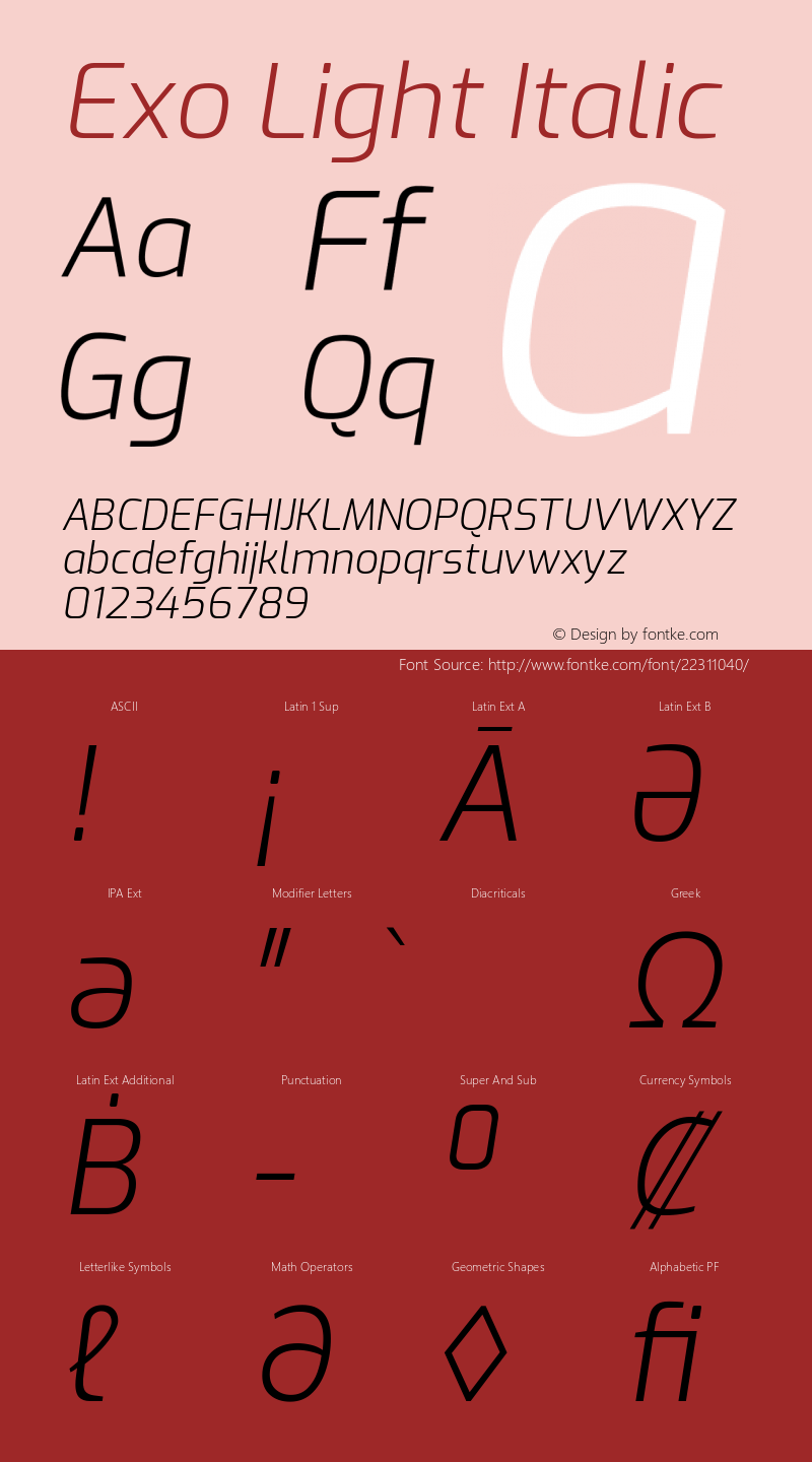 Exo Light Italic Version 1.500图片样张