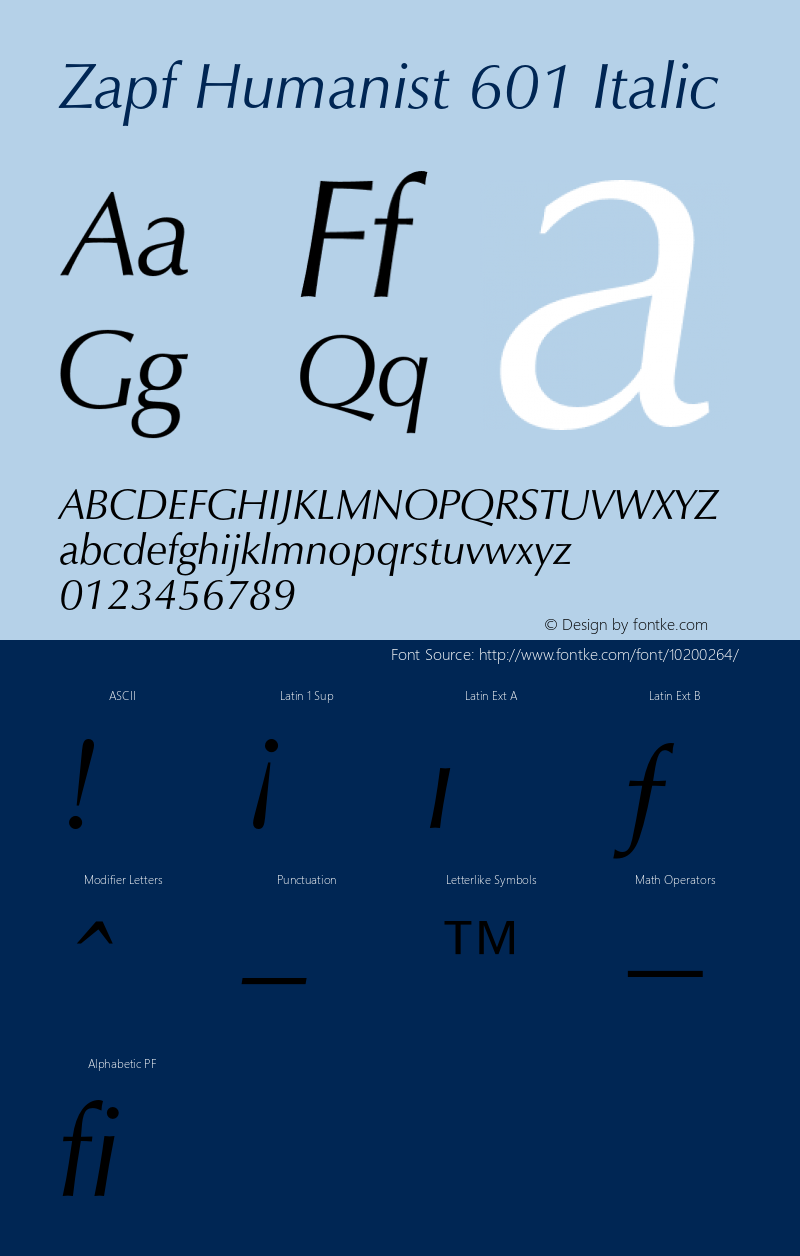 Zapf Humanist 601 Italic 2.0-1.0图片样张