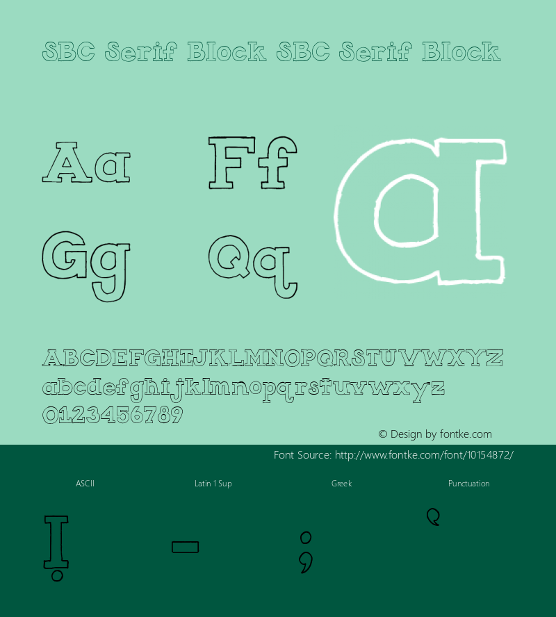 SBC Serif Block SBC Serif Block Version 1.00 April 19, 2005图片样张