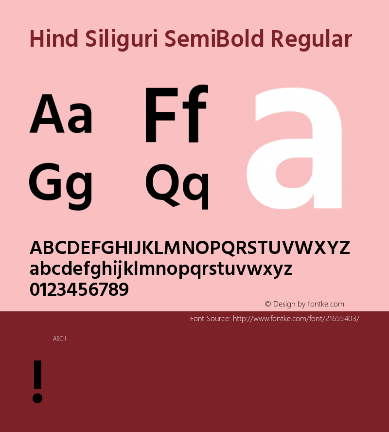 HindSiliguriSemiBold Version 1.0图片样张