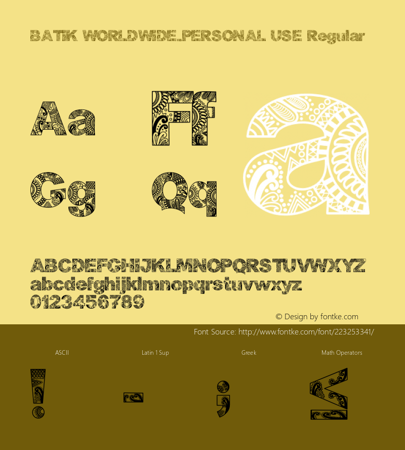 BATIK WORLDWIDE_PERSONAL USE Version 1.00;August 20, 2020;FontCreator 12.0.0.2567 64-bit图片样张