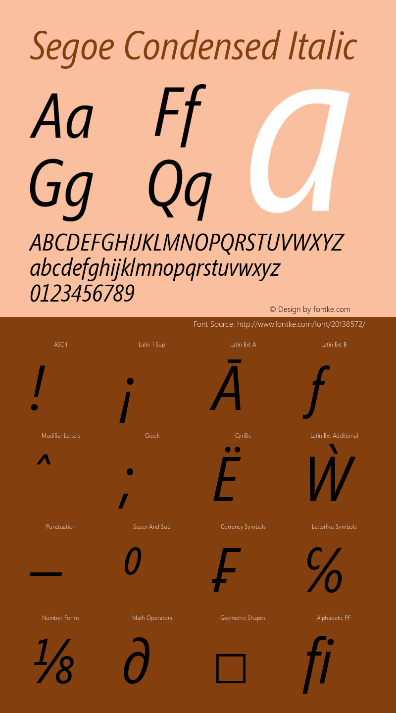 Segoe Condensed Italic Version 2.21图片样张