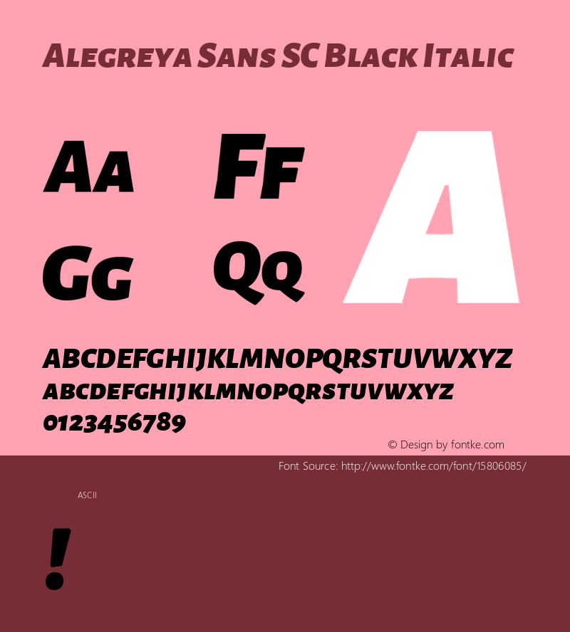 Alegreya Sans SC Black Italic Version 1.000;PS 001.000;hotconv 1.0.70;makeotf.lib2.5.58329 DEVELOPMENT; ttfautohint (v1.4.1)图片样张