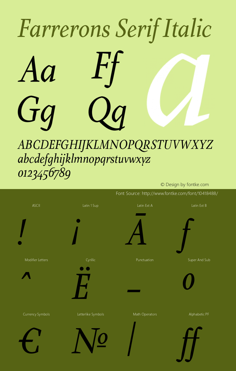 Farrerons Serif Italic Version 1.000图片样张