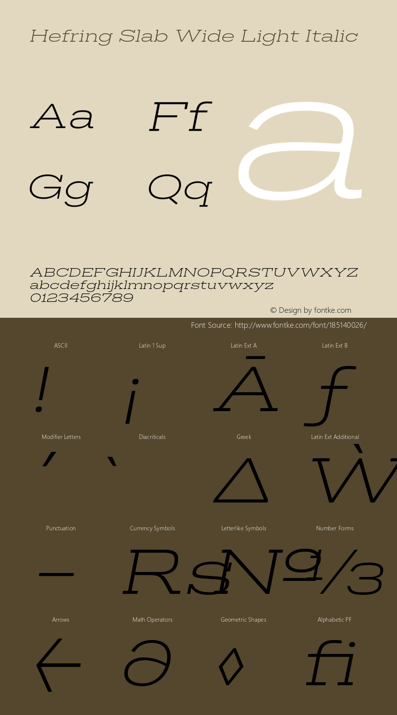 Hefring Slab Wide Light Italic Version 001.000 October 2018图片样张