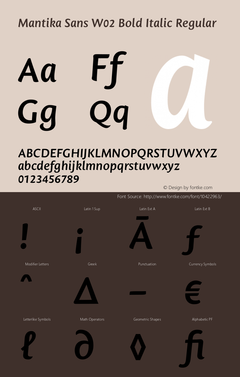 Mantika Sans W02 Bold Italic Regular Version 1.00图片样张