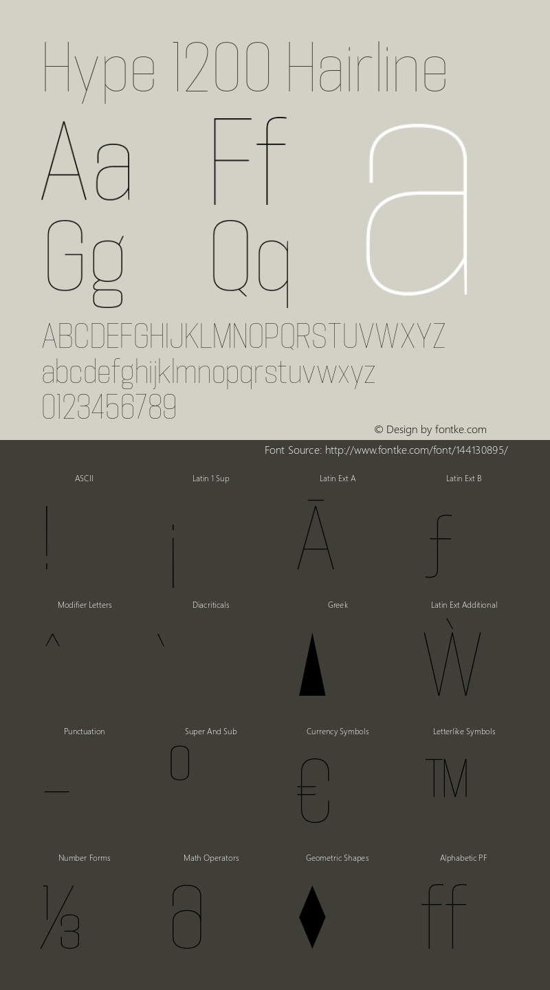 Hype 1200 Hairline Version 1.000;hotconv 1.0.109;makeotfexe 2.5.65596图片样张