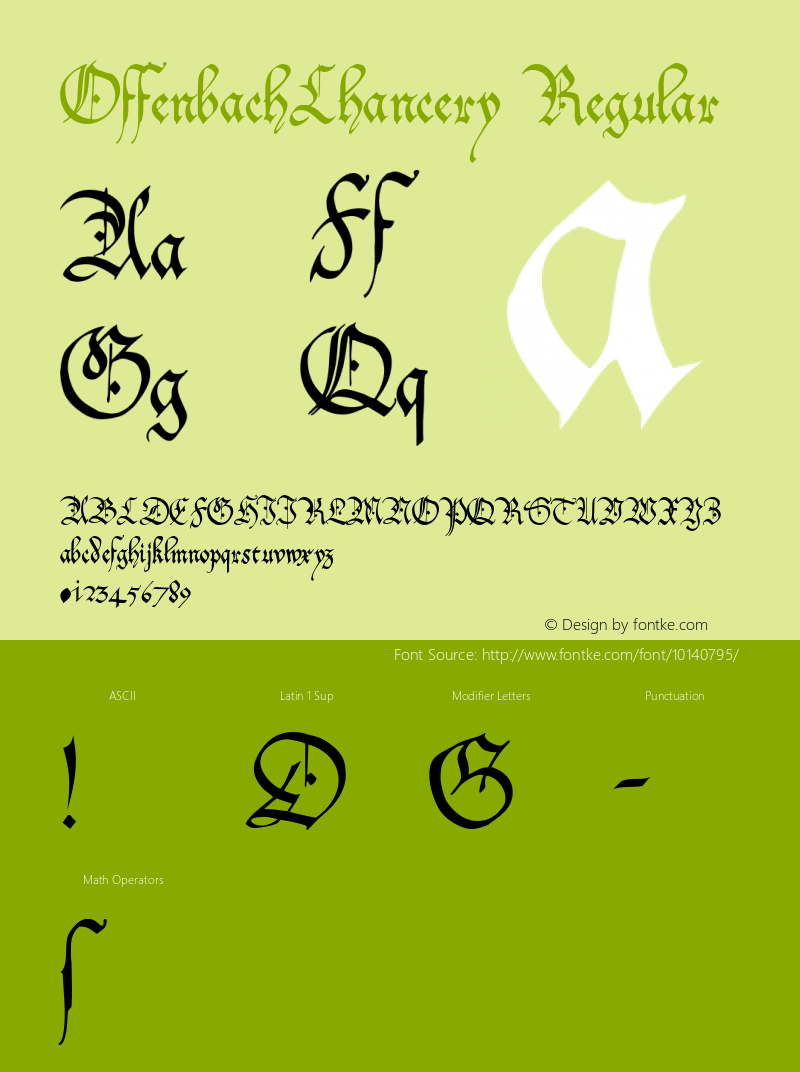 OffenbachChancery Regular Macromedia Fontographer 4.1 26/04/2005图片样张