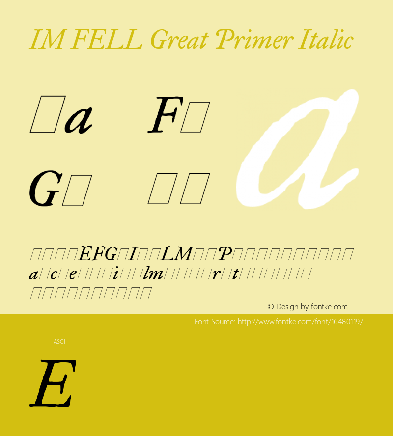 IM FELL Great Primer Italic 3.00图片样张