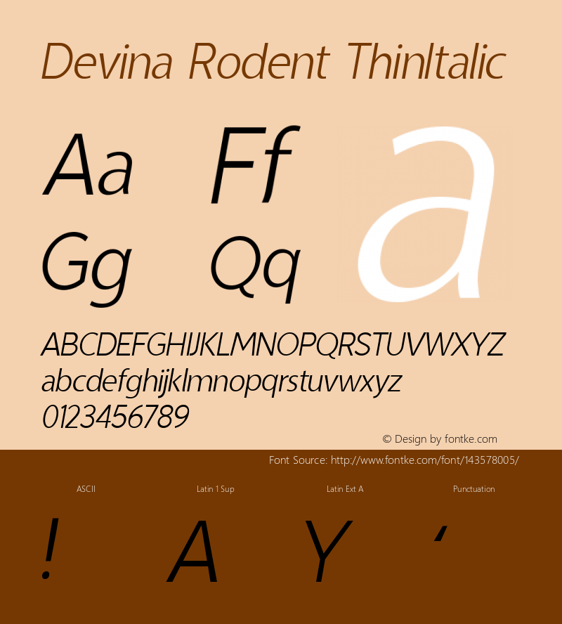 Devina Rodent ThinItalic Version 1.002;Fontself Maker 3.5.4图片样张