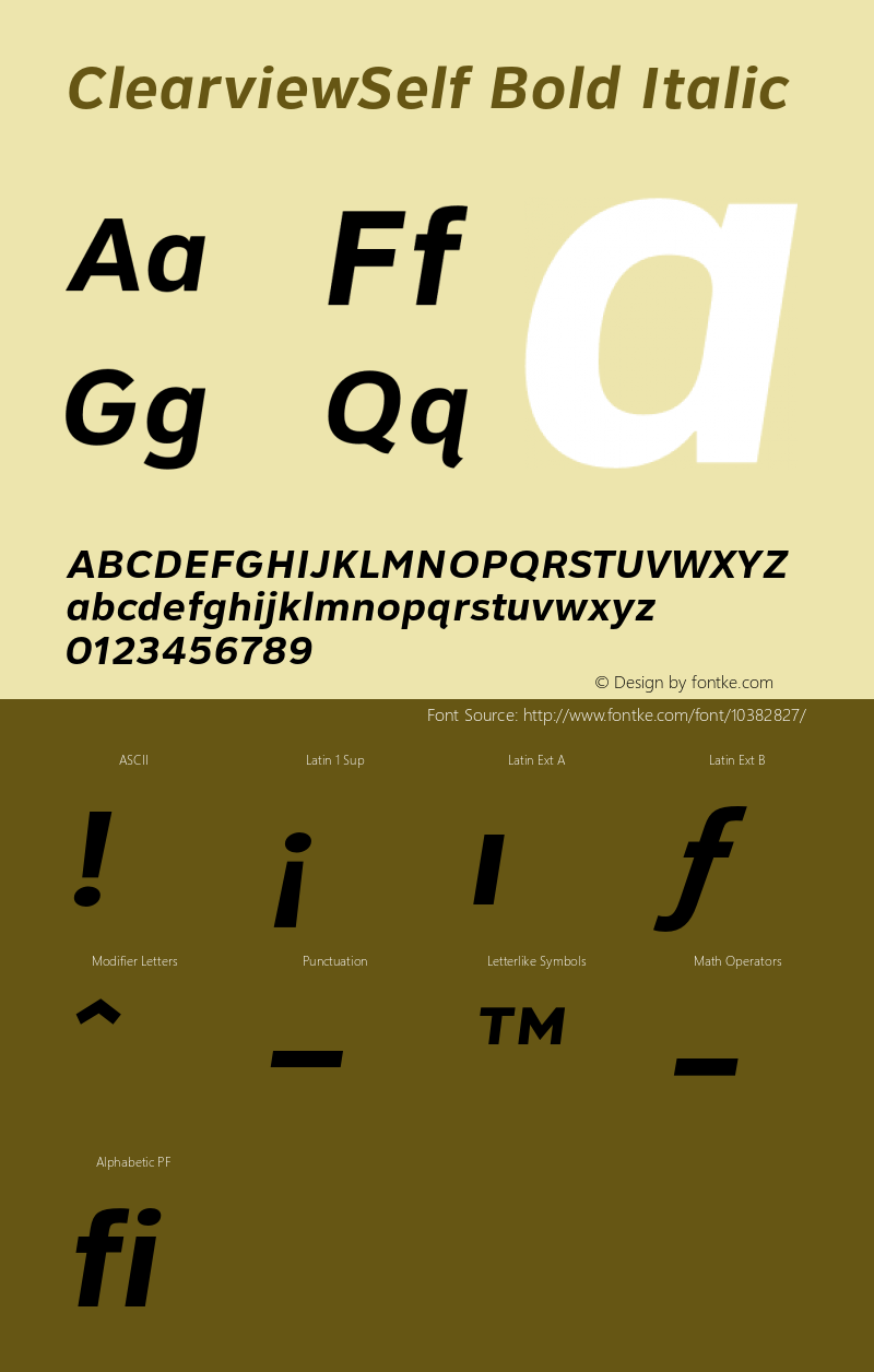 ClearviewSelf Bold Italic 1.0图片样张