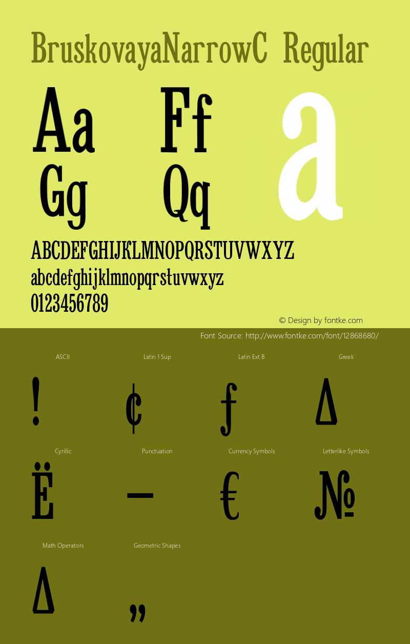 BruskovayaNarrowC Regular OTF 1.0;PS 001.001;Core 116;AOCW 1.0 161图片样张