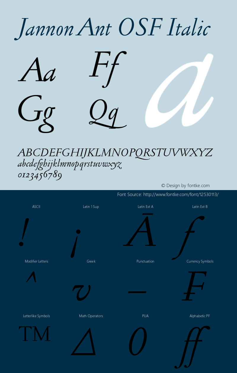 Jannon Ant OSF Italic 001.000图片样张