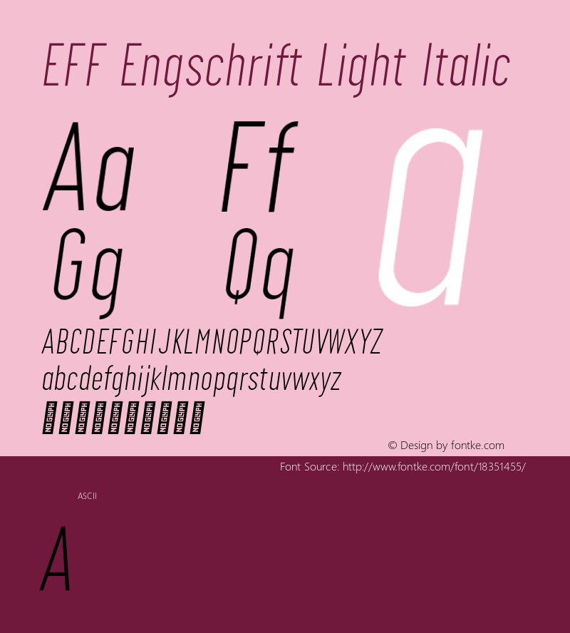 EFF Engschrift Light Italic Version 0.004;PS 000.004;hotconv 1.0.88;makeotf.lib2.5.64775图片样张