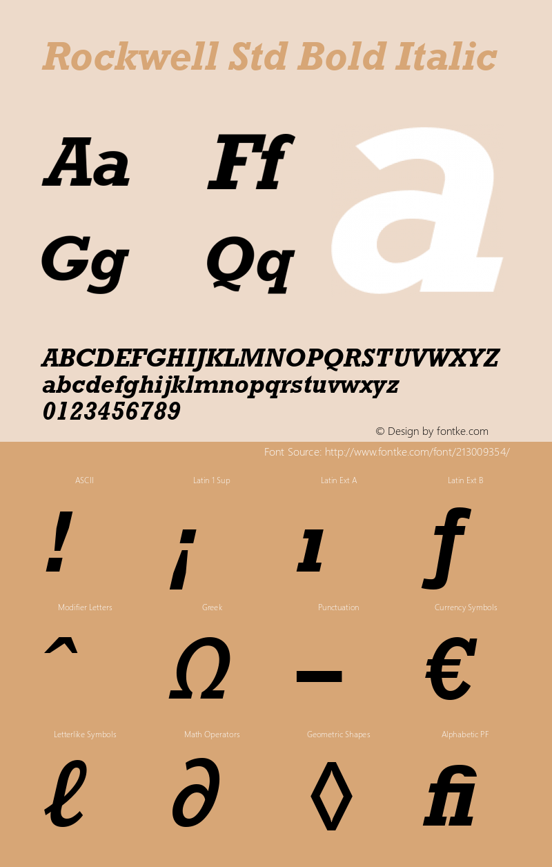 Rockwell Std Bold Italic Version 1.00 Build 1000图片样张