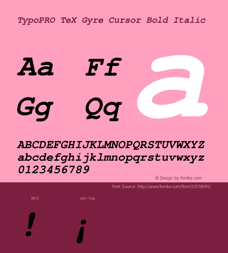 TypoPRO TeXGyreCursor-BoldItalic Version 2.004;PS 2.004;hotconv 1.0.49;makeotf.lib2.0.14853图片样张