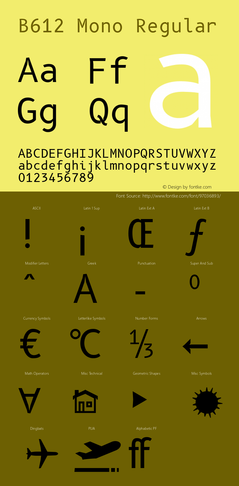 B612 Mono Regular Version 1.008图片样张