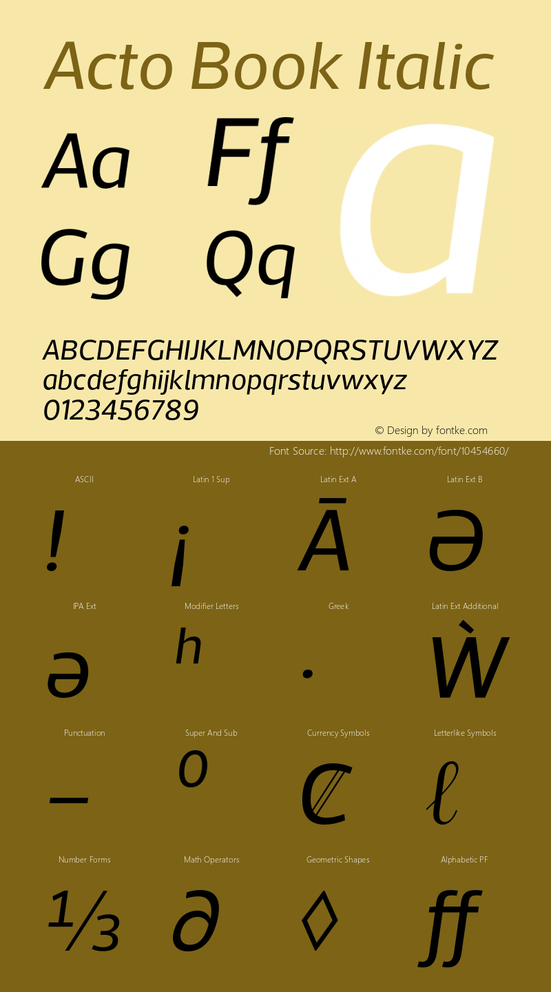 Acto Book Italic Version 1.000图片样张