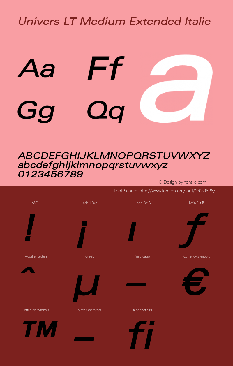 Univers LT Medium Extended Italic Version 6.1; 2002图片样张