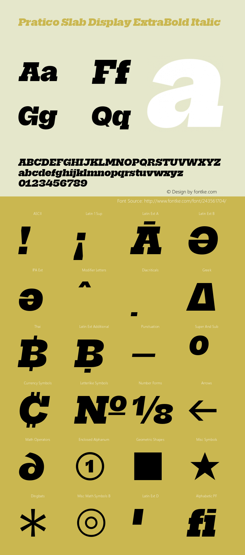 Pratico Slab Display ExtraBold Italic Version 1.002;Glyphs 3.1.1 (3148)图片样张