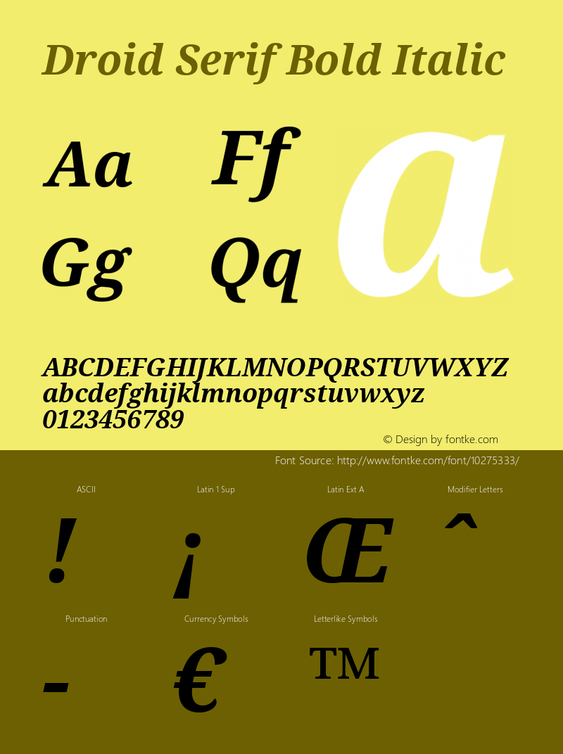 Droid Serif Bold Italic Version 1.00 build 107图片样张