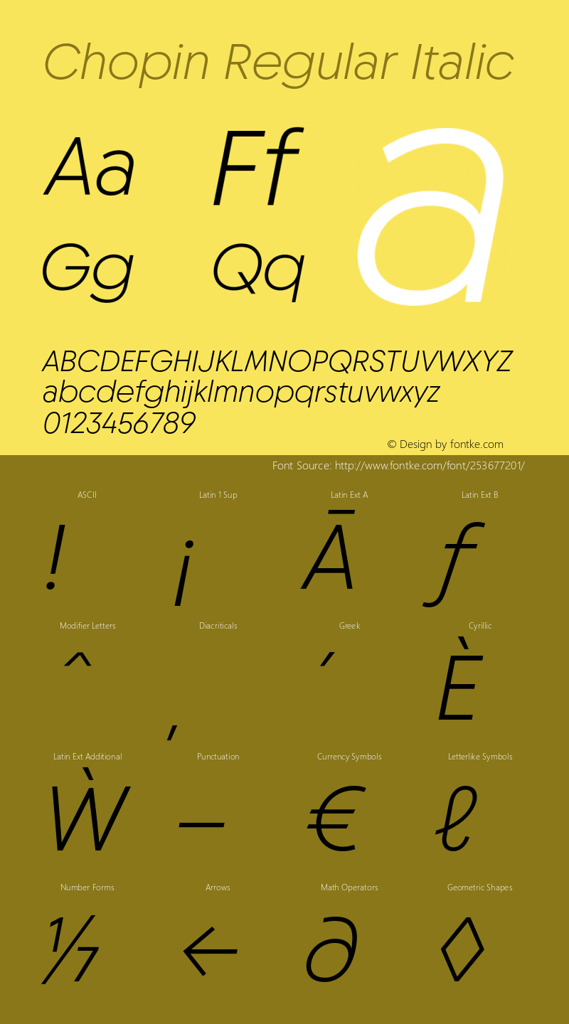 Chopin Regular Italic Version 1.000;Glyphs 3.2 (3231)图片样张