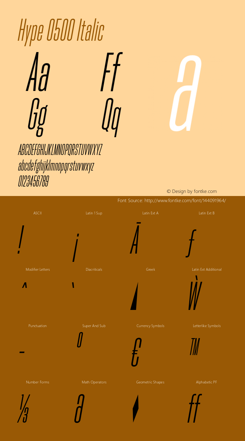 Hype 0500 Italic Version 1.000;hotconv 1.0.109;makeotfexe 2.5.65596图片样张
