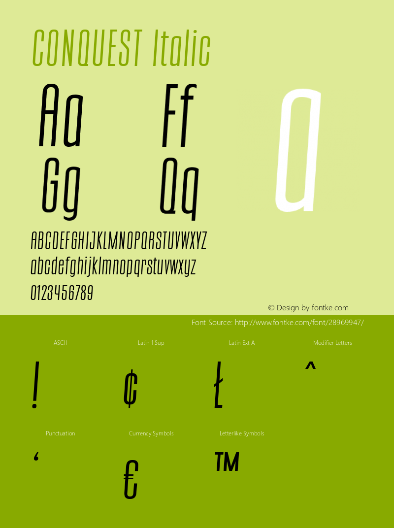 CONQUEST Italic Version 1.000图片样张