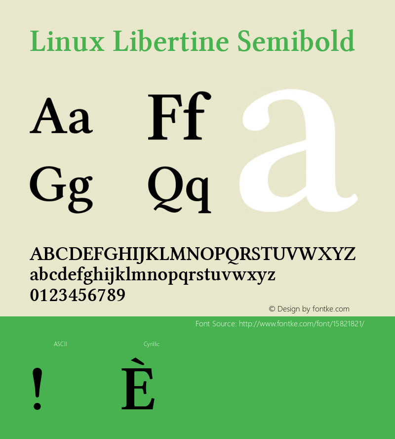 Linux Libertine Semibold Version 5.1.1 ; ttfautohint (v1.4.1)图片样张