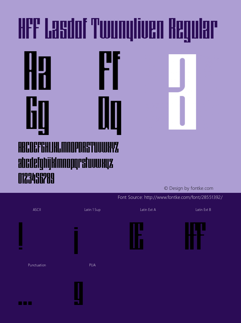 HFF Lasdof Twunyliven 2.019 | Free for personal, private and non-commercial use | fontfun@gmail.com图片样张