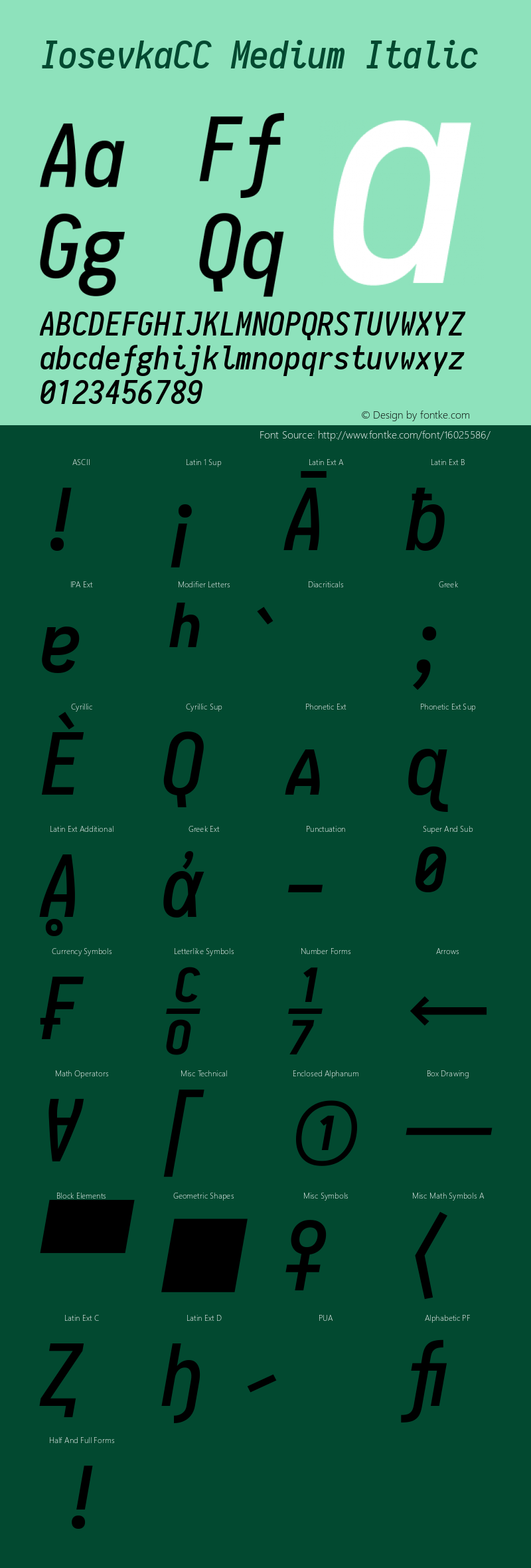 IosevkaCC Medium Italic 1.5.2; ttfautohint (v1.4.1)图片样张