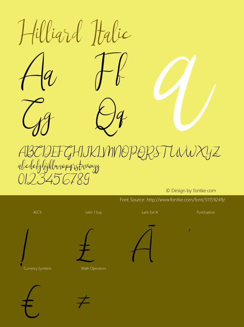 Hilliard Italic Version 1.003;Fontself Maker 3.2.2图片样张