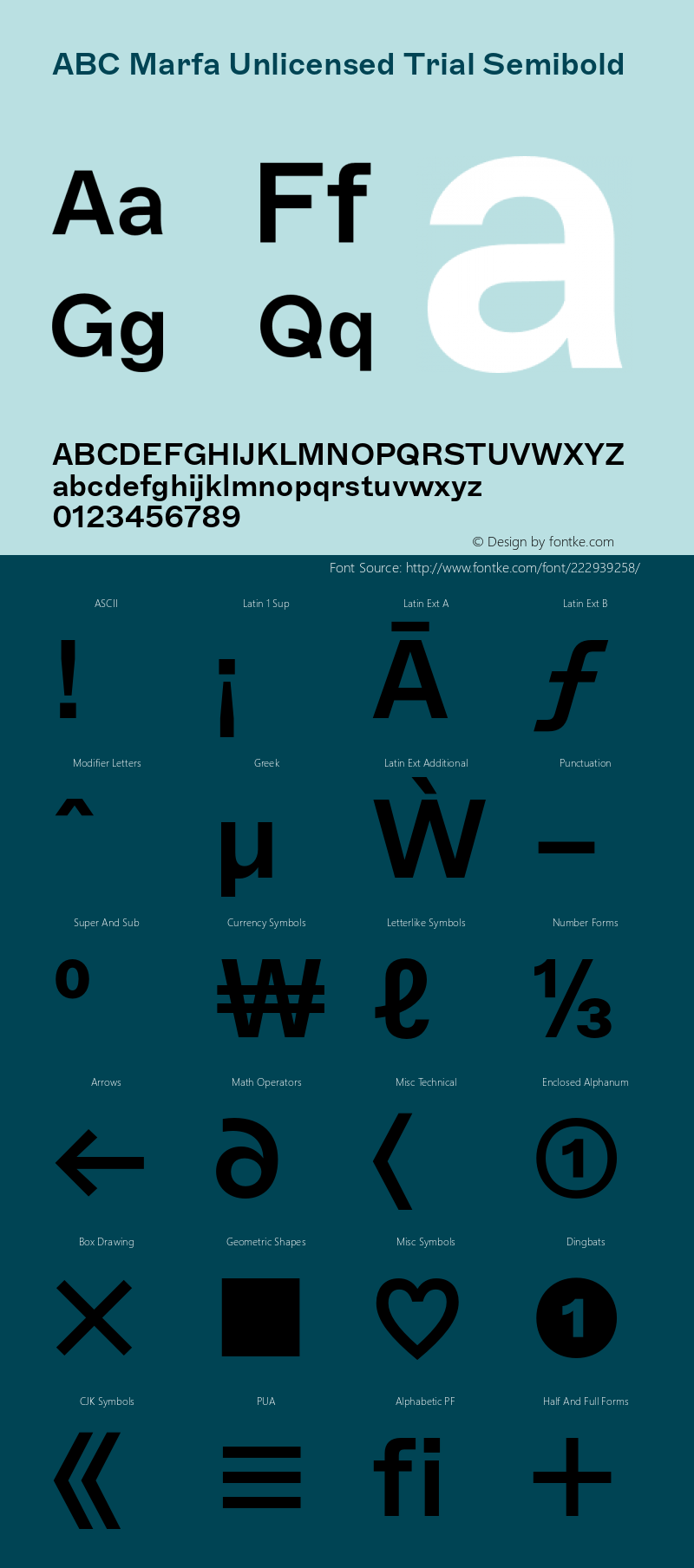 ABC Marfa Unlicensed Trial Semibold Version 1.100;Unlicensed Trial图片样张