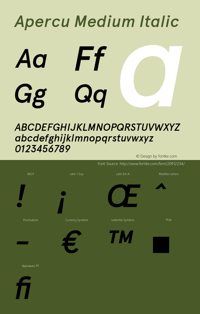 Apercu Medium Italic Version 1.000图片样张