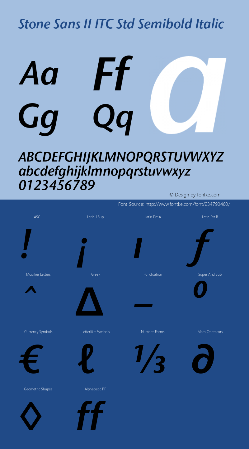 StoneSansIIITCStd-SmBdIt Version 1.00图片样张