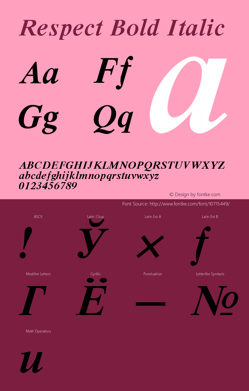 Respect Bold Italic 001.001图片样张