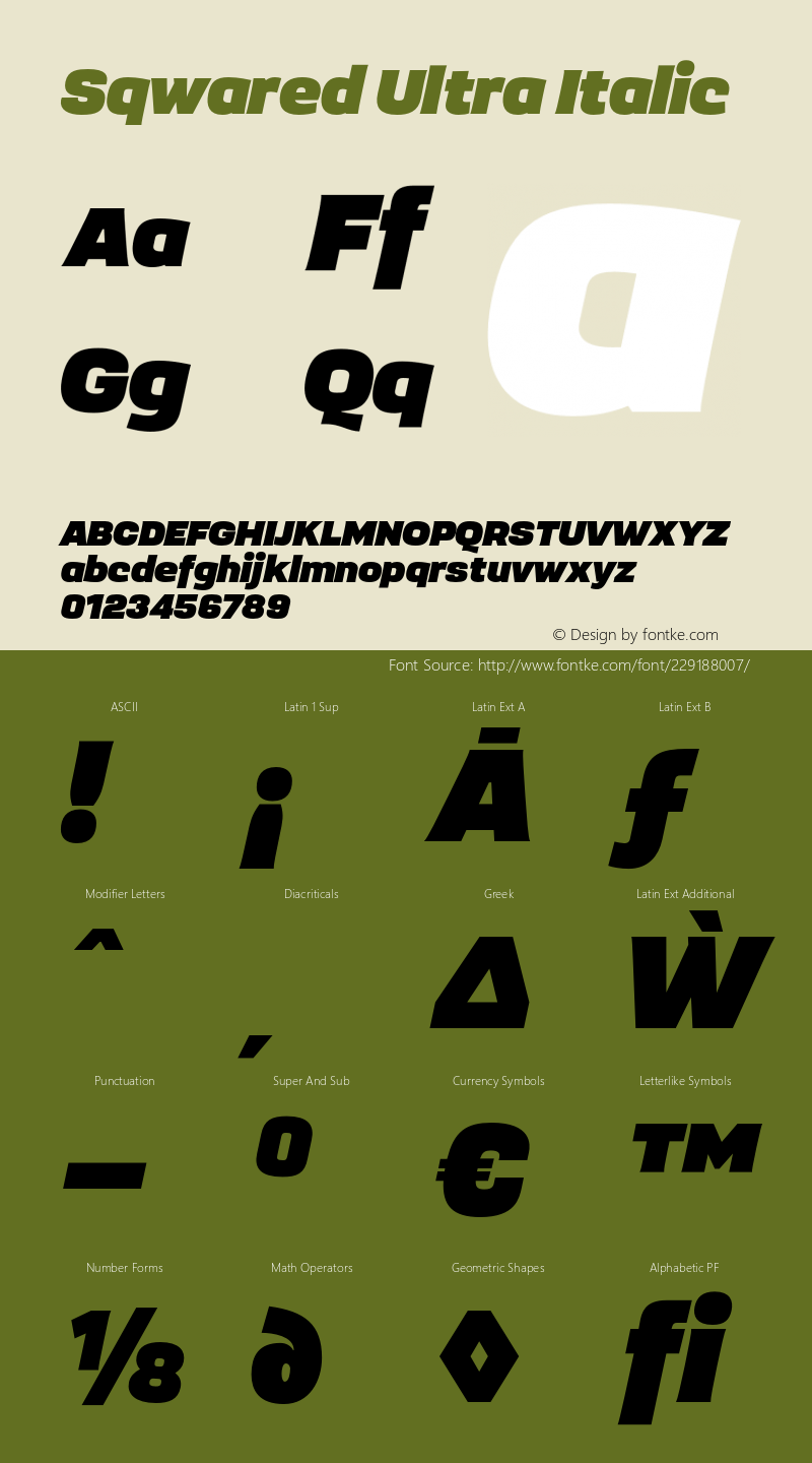 Sqwared Ultra Italic Version 1.100;FEAKit 1.0图片样张