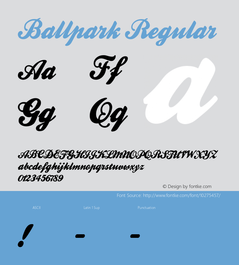 Ballpark Regular Macromedia Fontographer 4.1 10/6/00图片样张