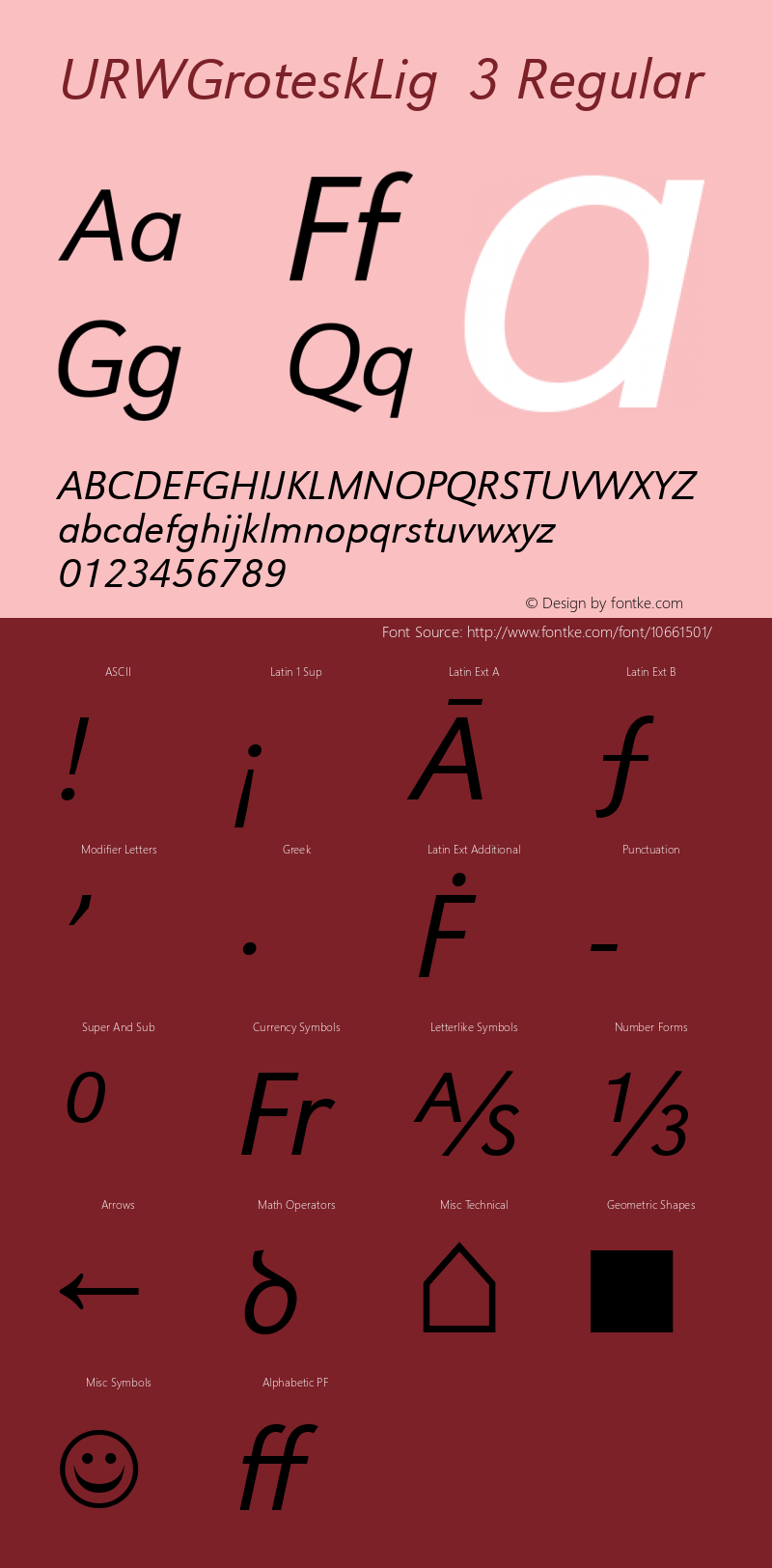 URWGroteskLig  3 Regular Version 1.10;com.myfonts.easy.urw.grotesk.urw-grotesk-t-light-italic.wfkit2.version.3pCT图片样张