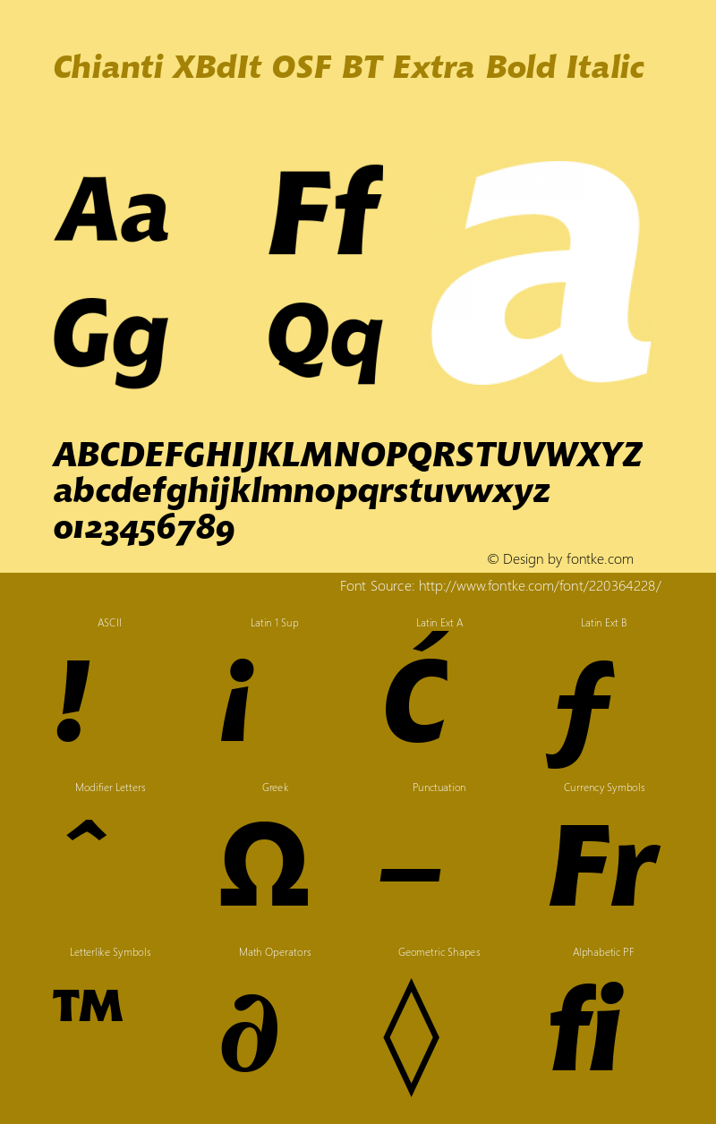 Chianti XBdIt OSF BT Extra Bold Italic Version 1.01 emb4-OT图片样张