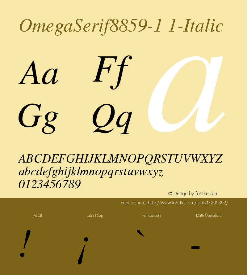 OmegaSerif8859-1 1-Italic Version 001.000图片样张