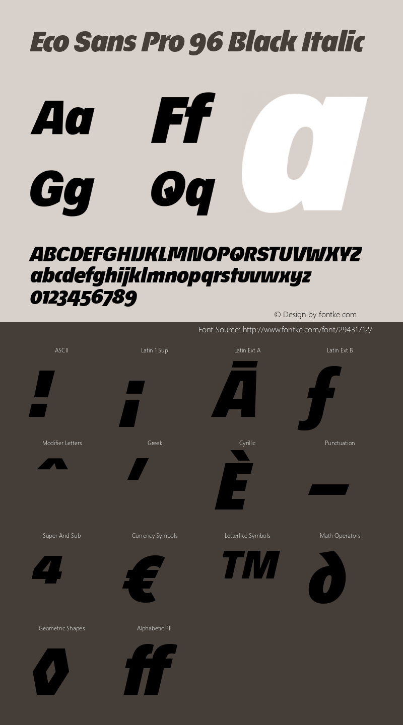 Éco Sans Pro 96 Black Italic Version 4.011图片样张