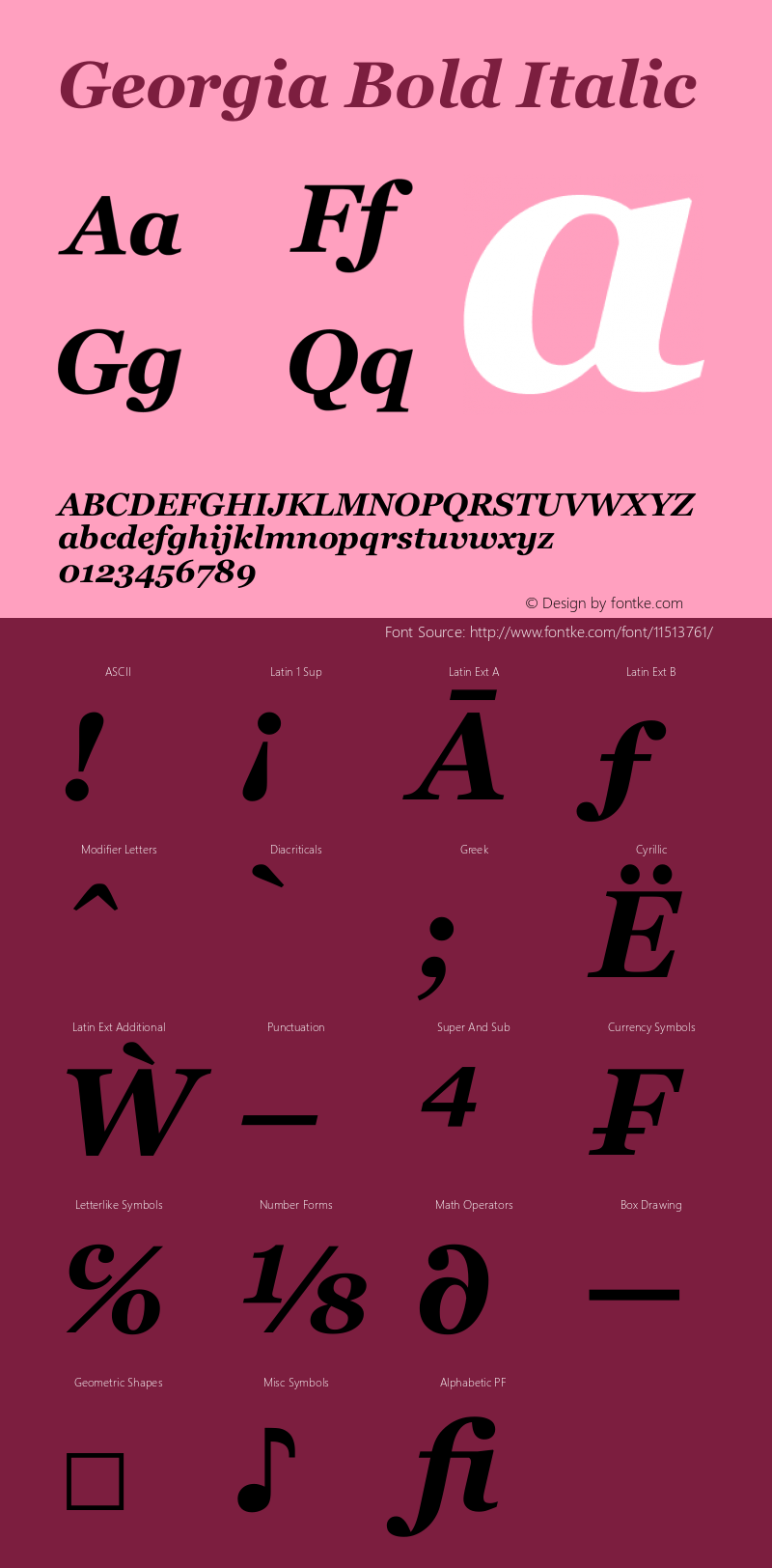 Georgia Bold Italic Unknown图片样张