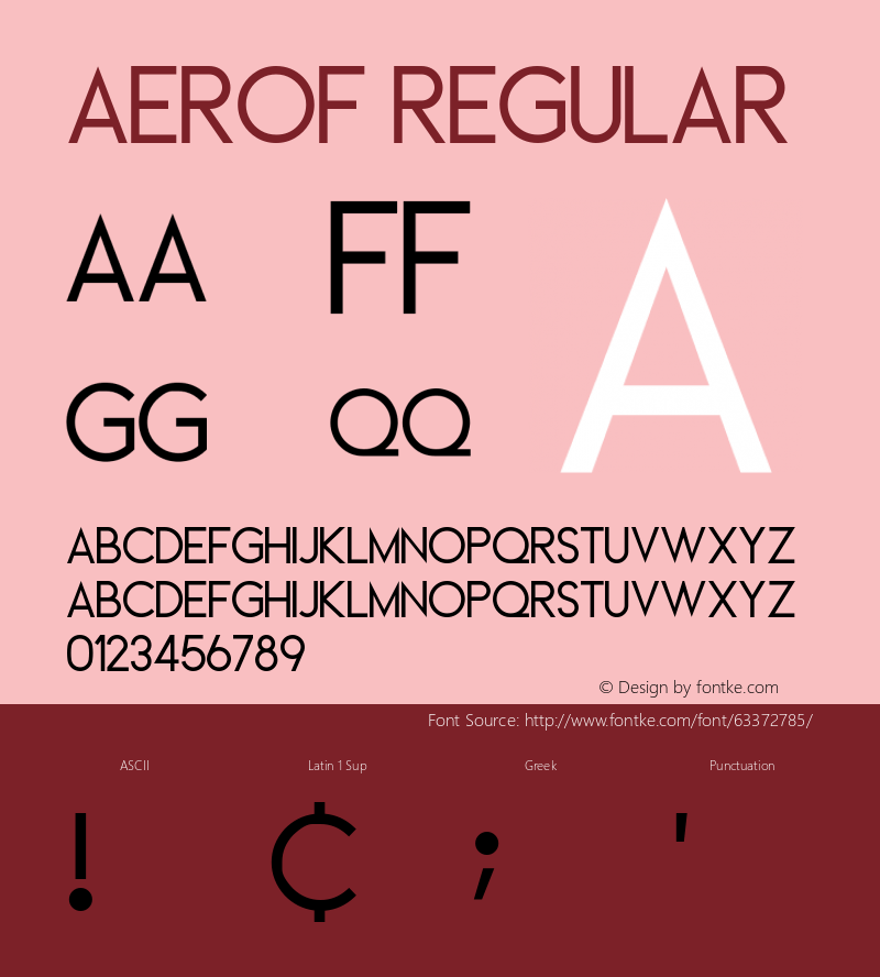 Aerof Version 1.00;May 11, 2020;FontCreator 11.5.0.2422 64-bit图片样张