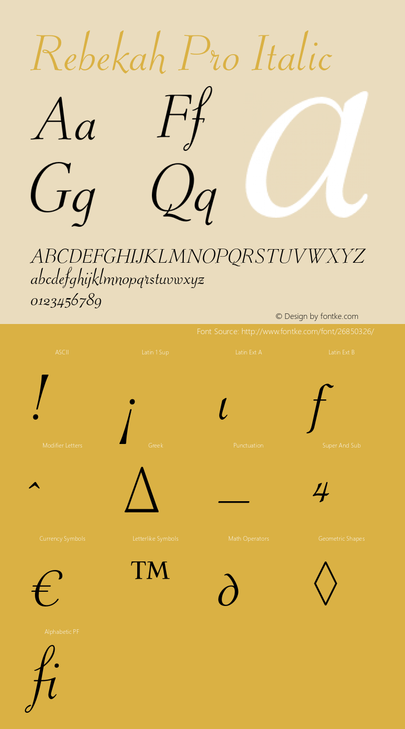 Rebekah Pro Italic Version 1.00图片样张