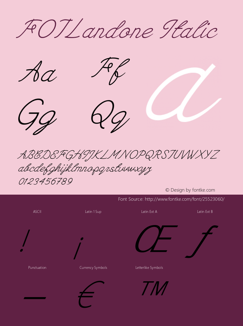 FOTLandone-Italic Version 1.000图片样张